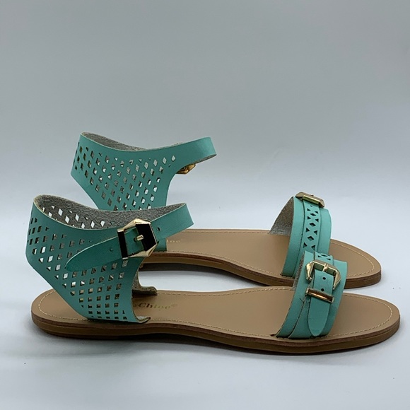 New ModCloth x Chases & Chloe Woman’s 7.5 Mint Green Joey Cut Out Retro Sandals - Picture 3 of 5